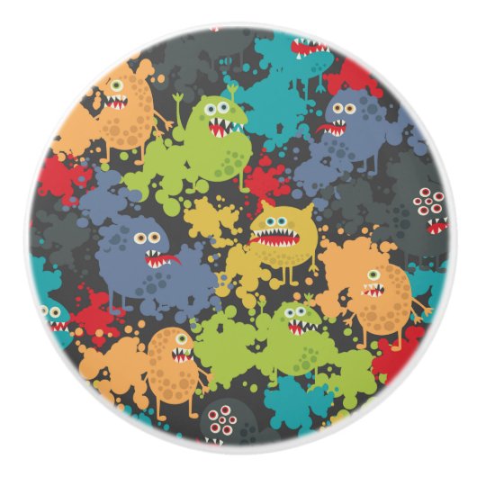 Kleine niedliche lustige Monster Keramikknauf (Vorderseite)