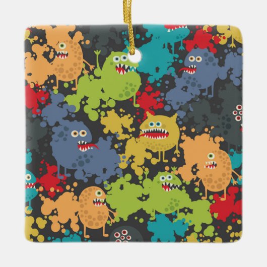 Kleine niedliche lustige Monster Keramikornament (Vorderseite)