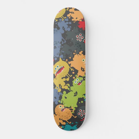 Kleine niedliche lustige Monster Skateboard (Vorderseite)
