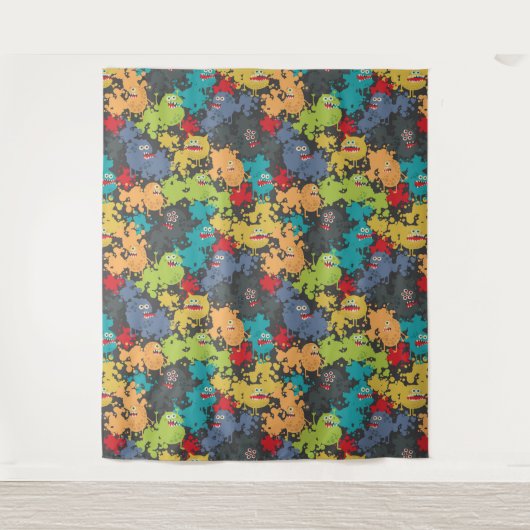 Kleine niedliche lustige Monster Wandteppich (Vorderseite)