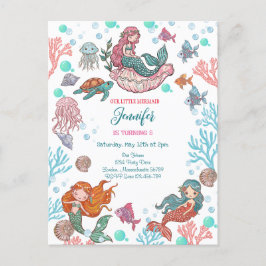 Kleine Niedliche Mermaids zum Geburtstag Postkarte