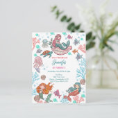 Kleine Niedliche Mermaids zum Geburtstag Postkarte (Stehend Vorderseite)