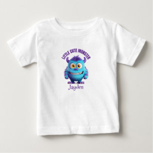 Kleine Niedliche Monster Lila Horns Personalisiert Baby T-shirt