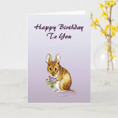 Kleine Niedliche Mouse Happy Birthday Card Karte (Gelbe Blume)