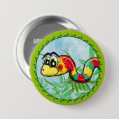 Kleine niedliche Schlange - grüner Knopf Button (Vorne & Hinten)