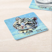 Kleine niedliche Tigerkatze, gib mir bitte einen U Rechteckiger Pappuntersetzer (angewinkelt)