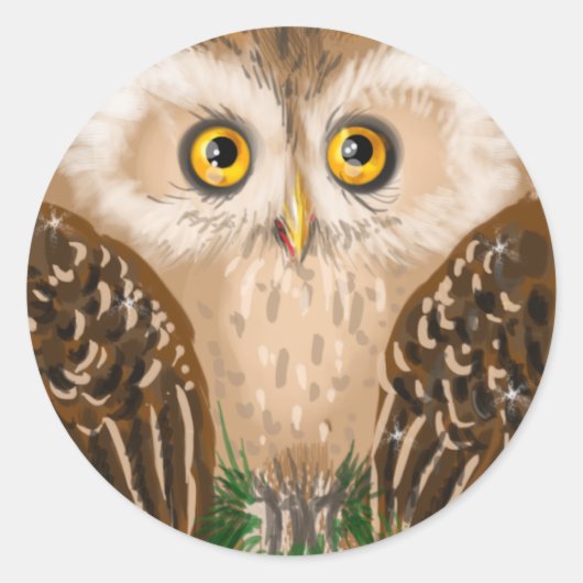 Kleine niedliche Uhu Runder Aufkleber (Vorderseite)