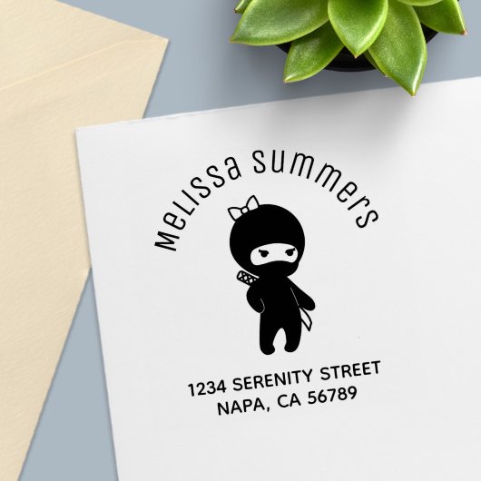 Kleine Ninja-Mädchen-Arch-Adresse Permastempel