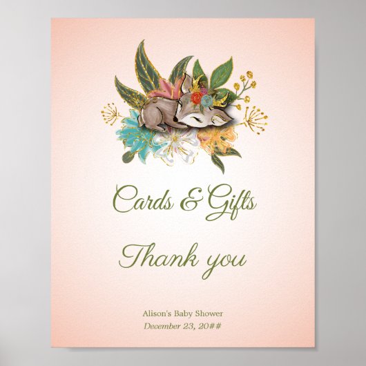 Kleine Oh Baby Deer Magic Forest Woodland Tiere Poster (Vorne)