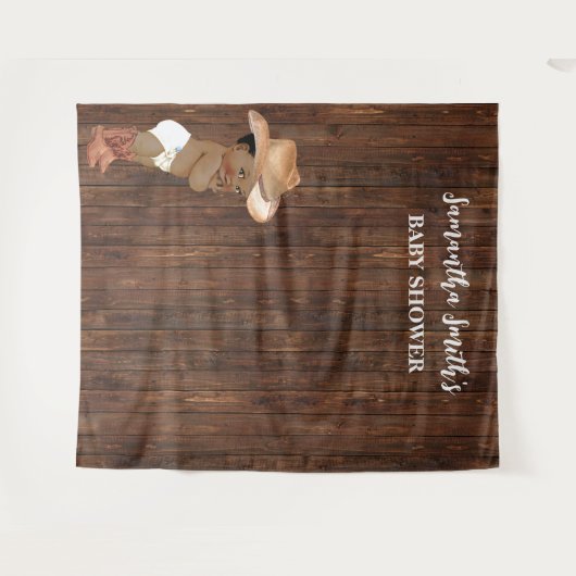 Kleine OM Baby Cowboy Western Babydusche Hintergru Wandteppich (Vorderseite (Horizontal))