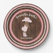 Kleine OM Cowgirl Western Pink Baby Dusche Pappteller (Vorderseite)