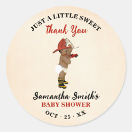 Kleine OM Firefighter Red Baby Dusche Vielen Dank Runder Aufkleber