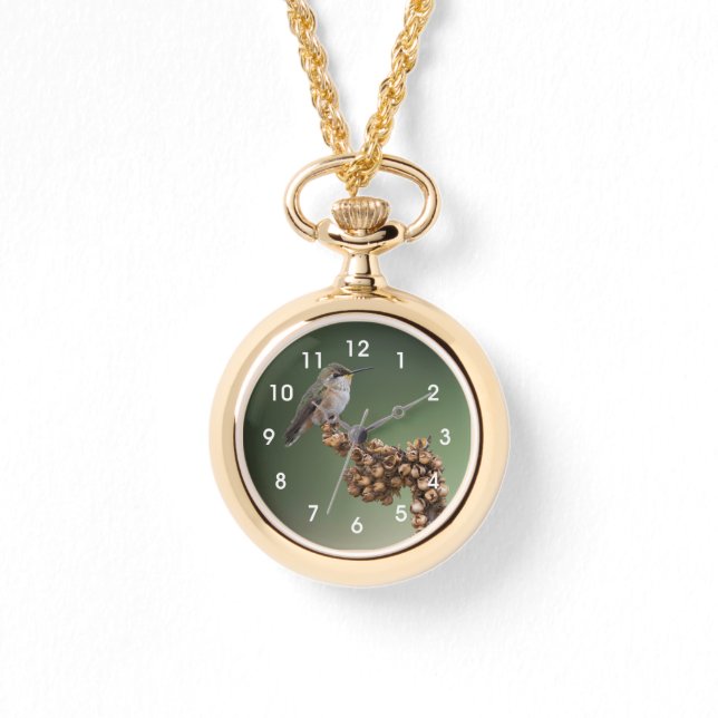 Kleine Orange Hummingbird Große Uhr (Vorderseite)