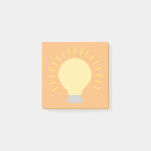 Kleine orangefarbene Glühbirne Art 3x3 Sticky Mini Post-it Klebezettel (Vorderseite)