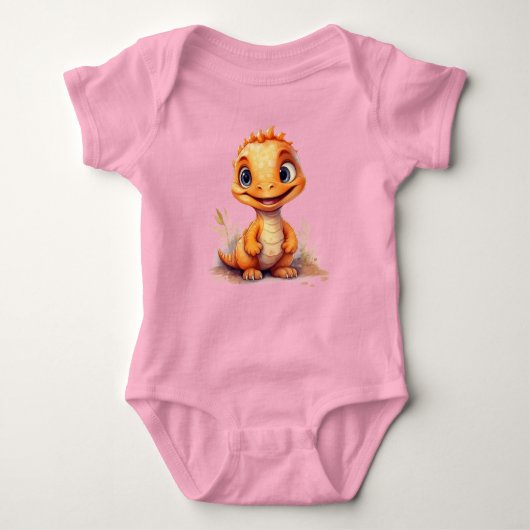 Kleine Oranje Dino Baby Strampler (Vorderseite)