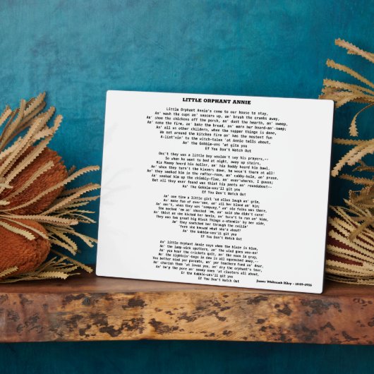 KLEINE ORPHANT ANNIE POEM PLAQUE FOTOPLATTE (Seite)