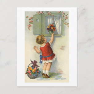 Kleine Orte Blumenstrauß auf dem Fensterbrett - ei Postkarte