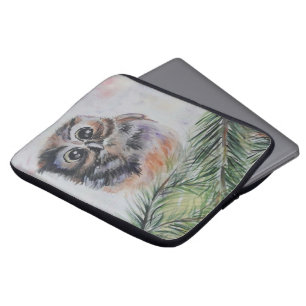 Kleine Owl Wasserfarben Malerei Laptop-Sieb Laptopschutzhülle