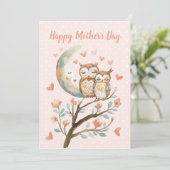 Kleine Owlet mit Mama Liebe Happy Mütter Day Card Einladung (Stehend Vorderseite)