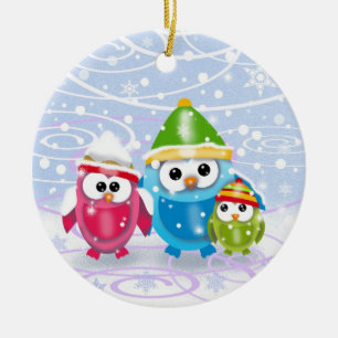Kleine Owls im Schnee Weihnachtsschmuck