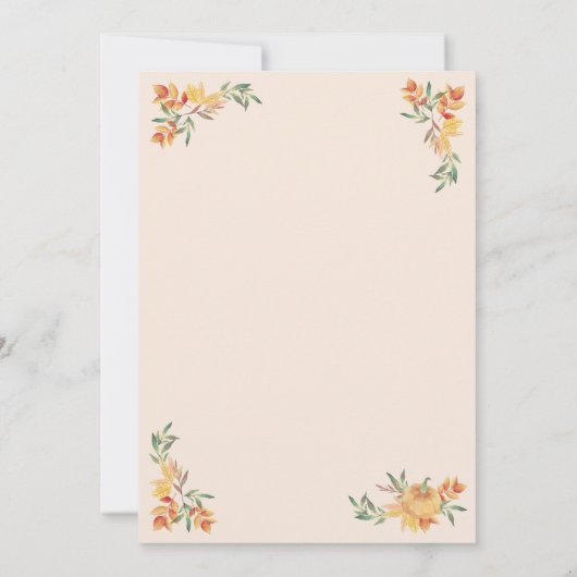 Kleine Pampkin, Blätter Babydusche Einladung (Rückseite)