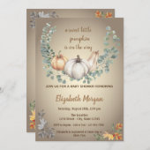 Kleine Pampkins, Blätter, Herbstdusche Einladung (Vorne/Hinten)