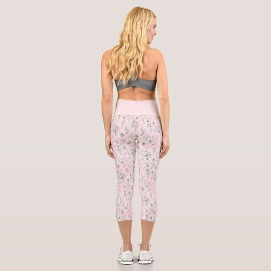 Kleine Pastel Pink Floral Capri Leggings (Rückseite)
