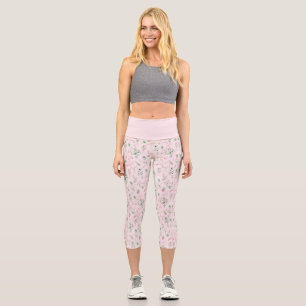 Kleine Pastel Pink Floral Capri Leggings