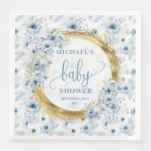 Kleine pastellblaue Blumen Goldjunge Dusche Serviette (Vorderseite)