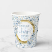 Kleine pastellblaue Blüten Goldbarsch Wasserfarbe Pappbecher (Vorderseite)