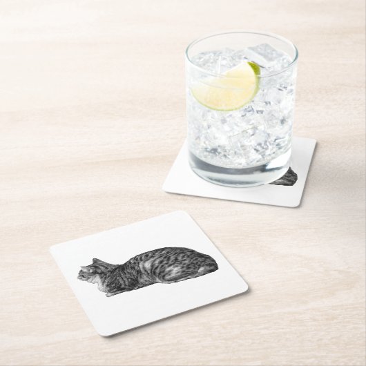 Kleine Pause, Tabby Poise Rechteckiger Pappuntersetzer (Vor Ort)