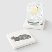 Kleine Pause, Tabby Poise Steinuntersetzer (Seitenansicht)