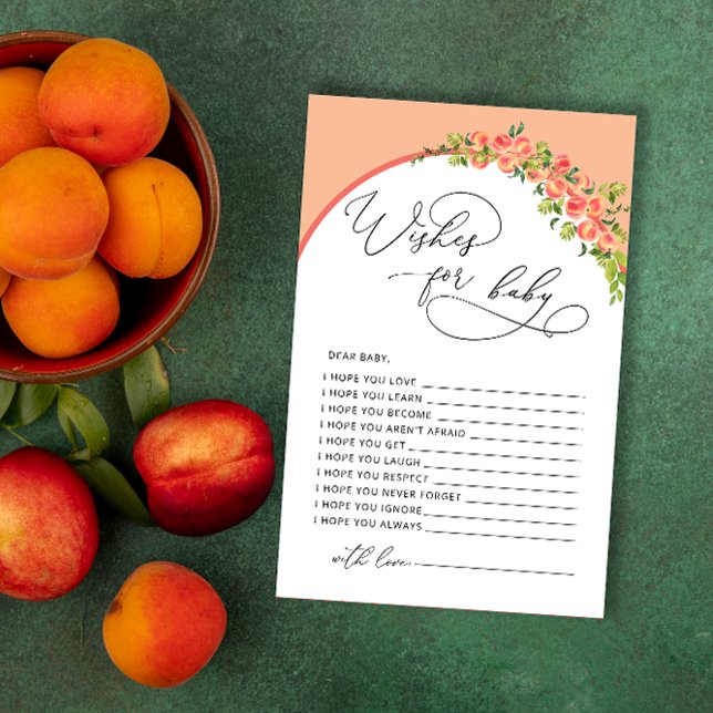 Kleine Peach Baby Dusche Wünsche für Babykarte (Von Creator hochgeladen)