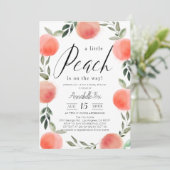 Kleine Peach Watercolor Babydusche Einladung (Stehend Vorderseite)