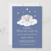 Kleine Peanut Babydusche Einladung Blauer Elefant (Vorderseite)