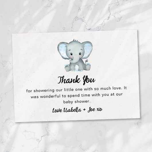 Kleine Peanut Blue Elephant Baby Dusche Dankeskarte