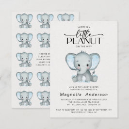 Kleine Peanut Blue Elephant Baby Dusche Einladung