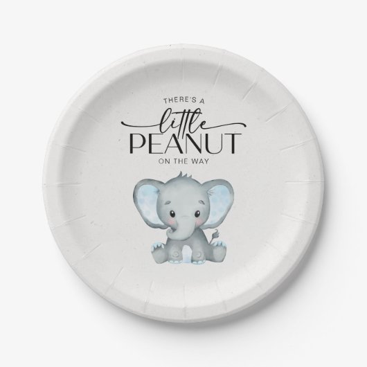Kleine Peanut Blue Elephant Baby Dusche Pappteller (Vorderseite)