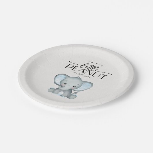 Kleine Peanut Blue Elephant Baby Dusche Pappteller (Schrägansicht)