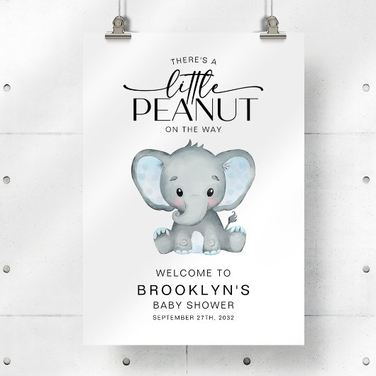 Kleine Peanut Elephant Babydusche Begrüßungszeiche Poster