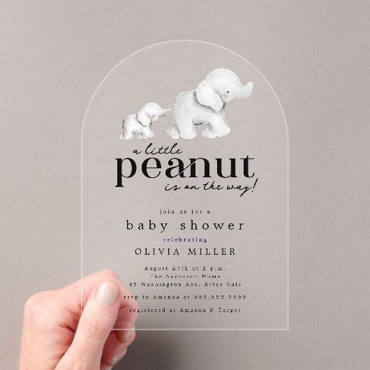 Kleine Peanut Elephant Babydusche Einladung (Insitu (Handheld))