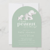Kleine Peanut Elephant Babydusche Einladung (Vorderseite)