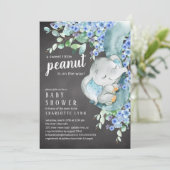 Kleine Peanut Elephant Boys Babydusche Einladung (Stehend Vorderseite)