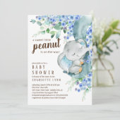 Kleine Peanut Elephant Boys Babydusche Einladung (Stehend Vorderseite)