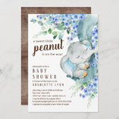 Kleine Peanut Elephant Boys Babydusche Einladung (Vorne/Hinten)