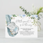 Kleine Peanut Elephant Trunk Baby Dusche Einladung (Stehend Vorderseite)