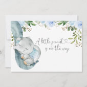 Kleine Peanut Elephant Trunk Baby Dusche Einladung (Rückseite)