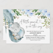 Kleine Peanut Elephant Trunk Baby Dusche Einladung (Vorne/Hinten)