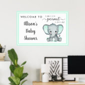 Kleine Peanut Mint Elephant Baby Dusche Empfang Poster (Heimbüro)
