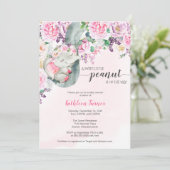 Kleine Peanut SchlafElephant Floral Baby Dusche Einladung (Stehend Vorderseite)